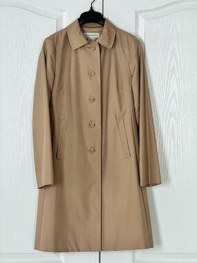 Banana Republic Camel Single-Row Button Silk Trench Coat